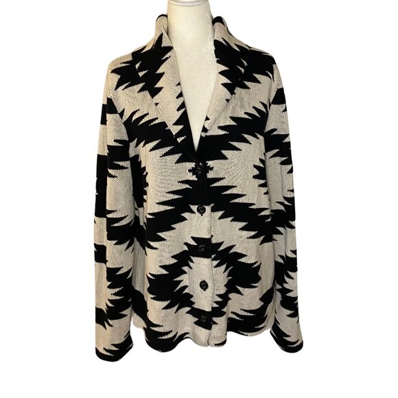 Chaps Sweaters - Chaps Jacquard Southwestern Shawl Collar Cardigan -L